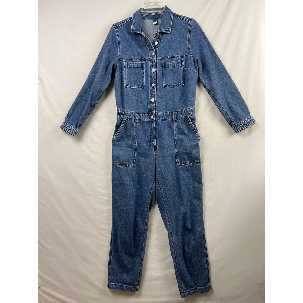 Old Navy Denim Jumpsuit Women Small Jean Coveralls Blue Long Sleeve Boiler Suit